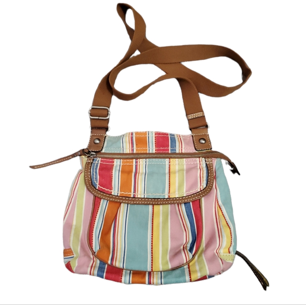 Fossil Canvus Striped Crossbody Purse